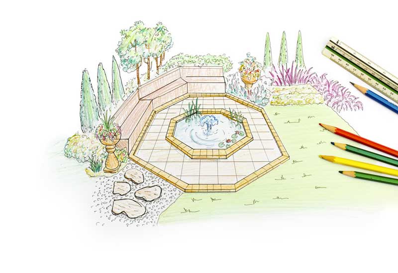 Een 3d ontwerp van een tuin
